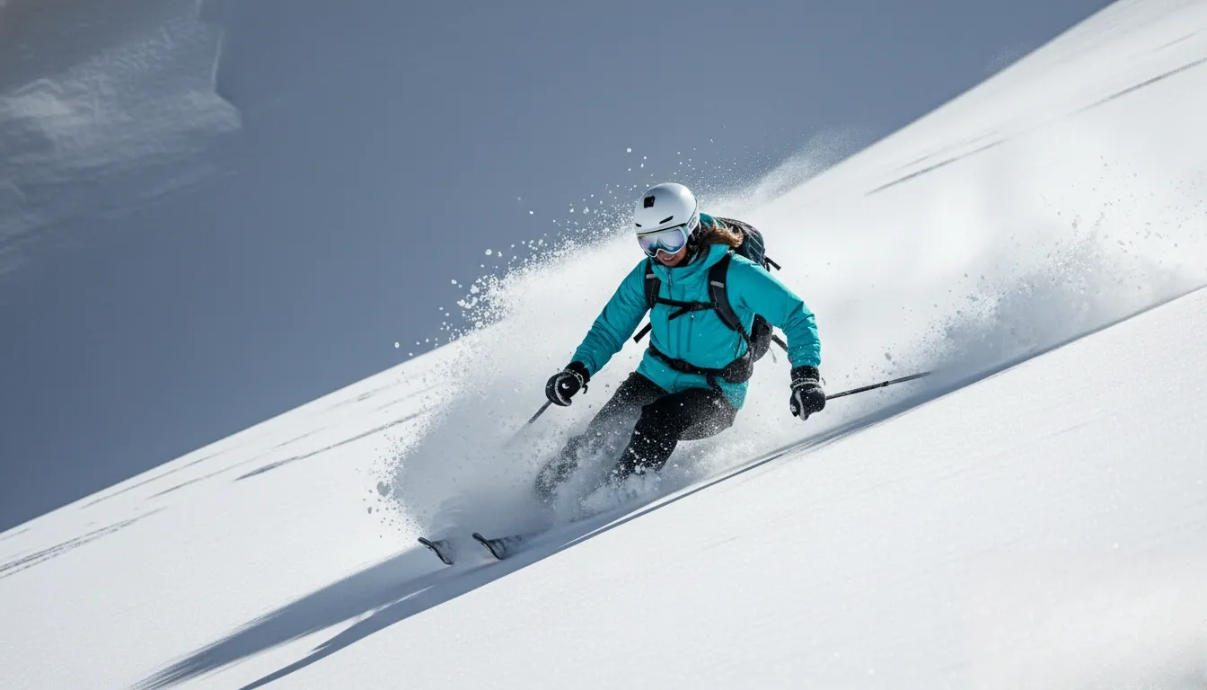Cat skiing in deep powder