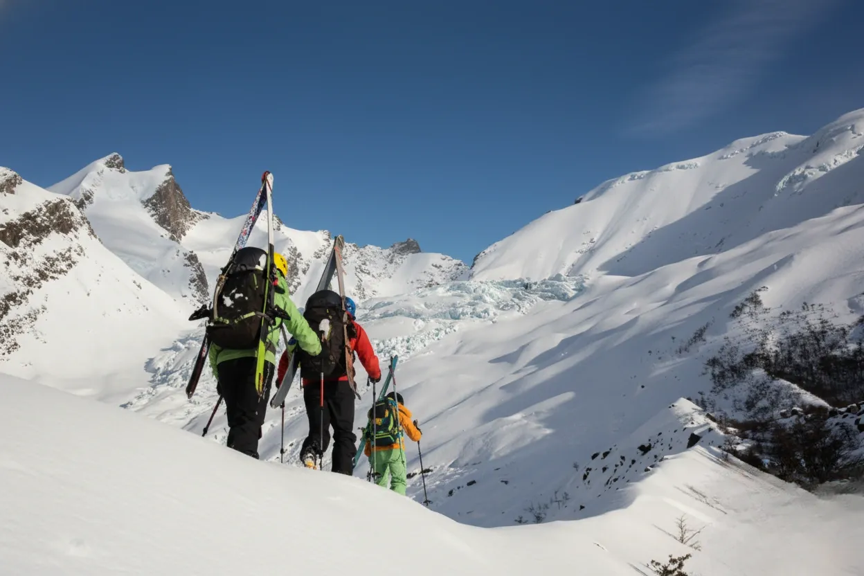 Ski touring in remote peaks