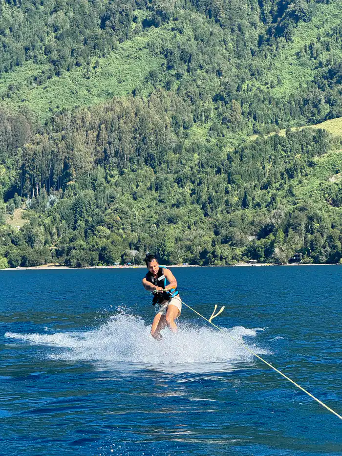 Slalom runs and wakeboarding